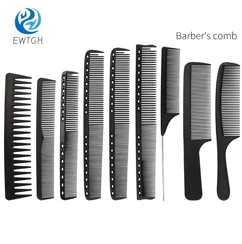 14Styles Hairdressing Carbon Comb for Haircut Barber Anti Static Black Rat Tail Comb Beauty Professional Hair Styling Tools Comb