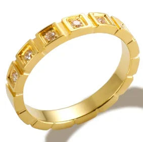 Personality Round Beads Ring Band Small Clear Crystal Zircon Waterproof Stainless Steel Rings Simple Granular Fine Jewelry