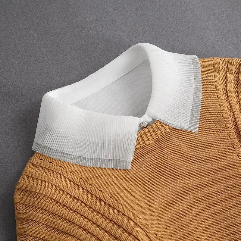 Mode 2025 – Weißer abnehmbarer Fake-Kragen mit Schleifenbindung für Damen – Stehkragen im Vintage-Spitzenstil