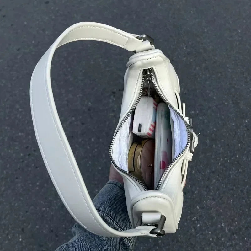 Vintage Stern Schultertasche Damen – Süße Leder Handtasche Weiß