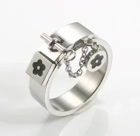 Personality Round Beads Ring Band Small Clear Crystal Zircon Waterproof Stainless Steel Rings Simple Granular Fine Jewelry