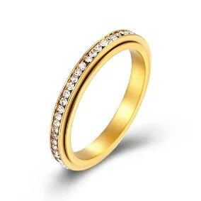 Stainless Steel Ring for Women Inlaid Zircon Rings Waterproof Romantic Fashion Jewelry