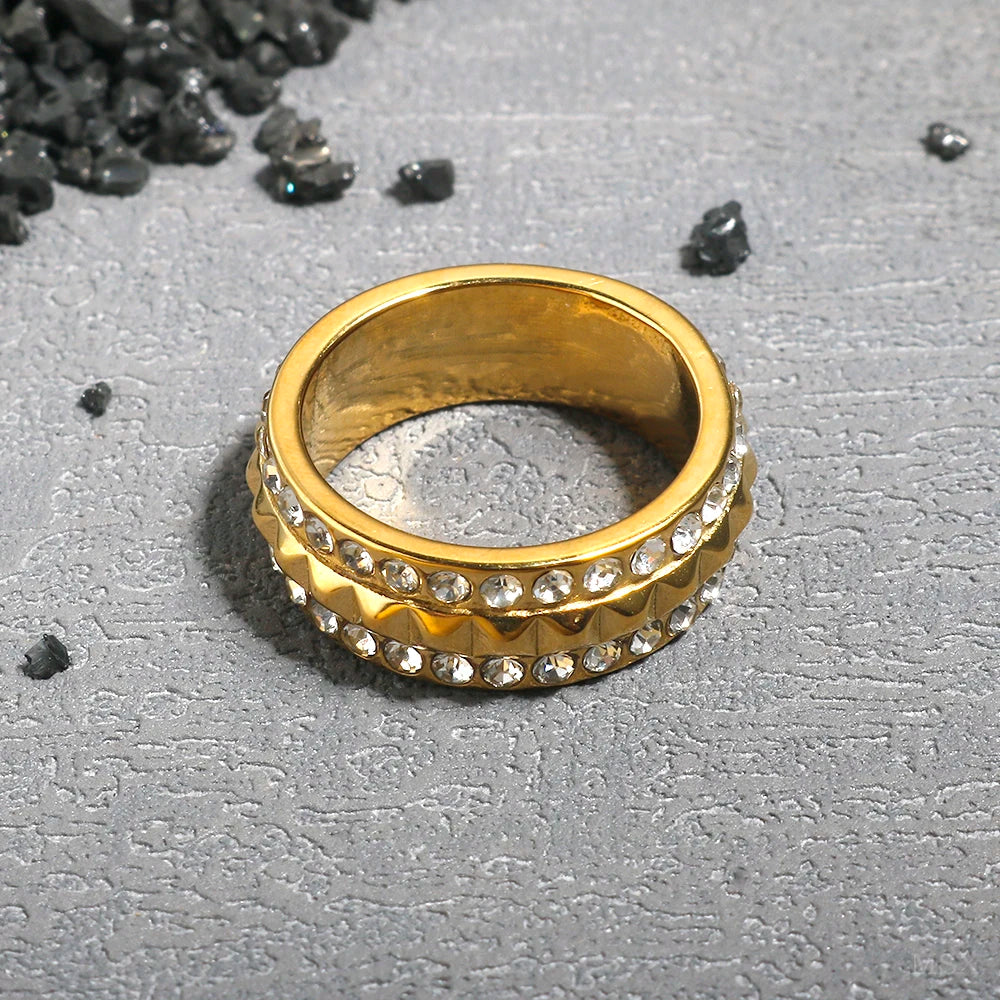 Stainless Steel Ring for Women Inlaid Zircon Rings Waterproof Romantic Fashion Jewelry