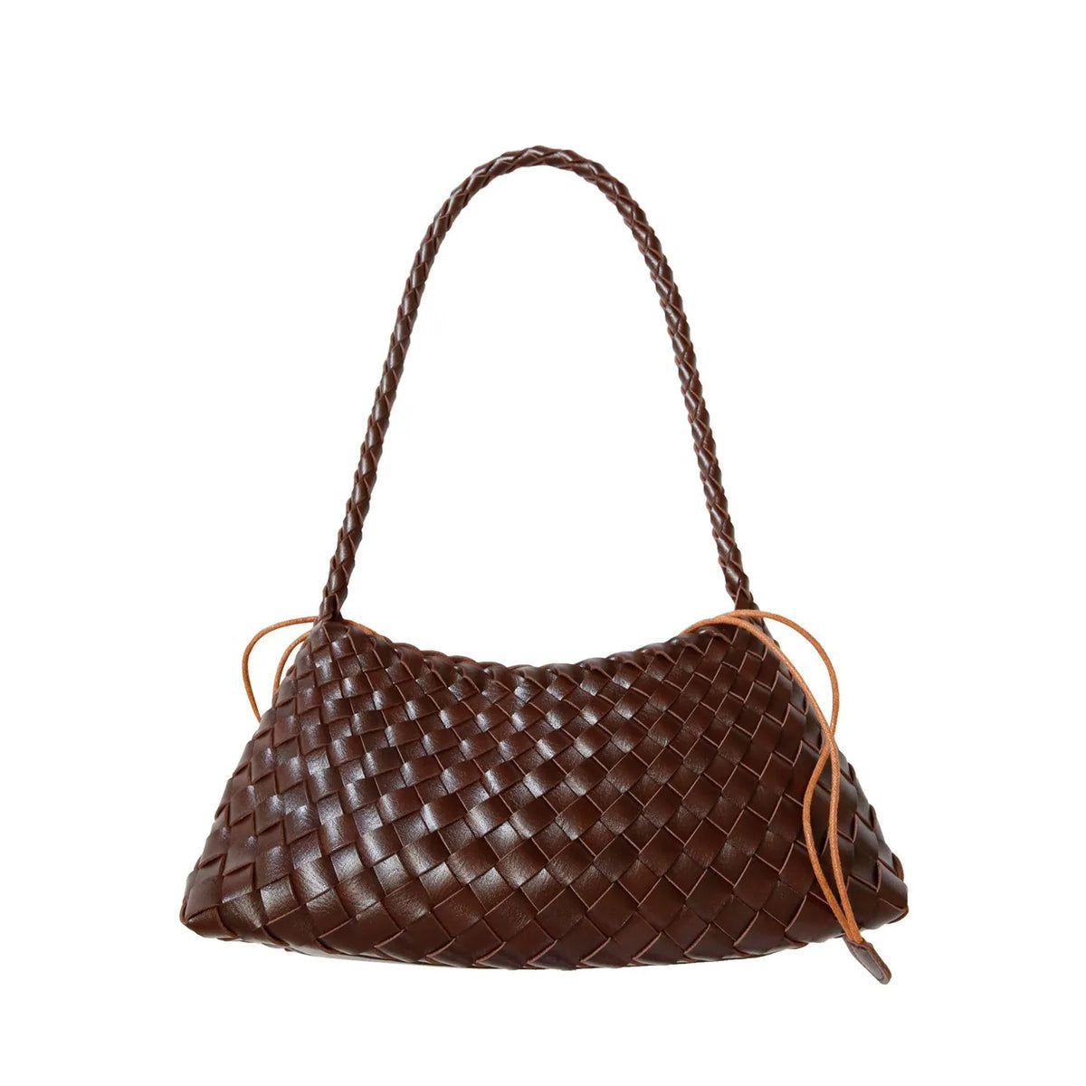Gewebte Leder Bucket Bag Damen – 2-in-1 Schultertasche mit Kordelzug